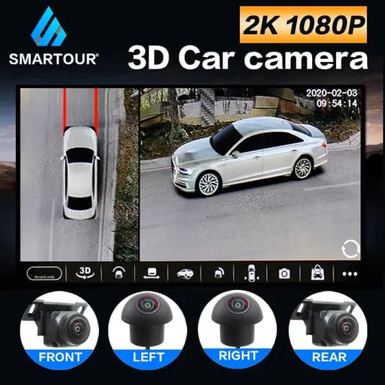 Smartour 3D AHD 1080P/720P 25fps 360 Câmera Sistema De Visão De Pássaros 4 Câmeras De Estacionamento Para Rádio De Carro Android