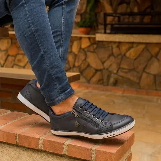 Sapatenis Casual esportivo Sapato Com Zíper e elástico Tênis ideal para festas casamentos eventos