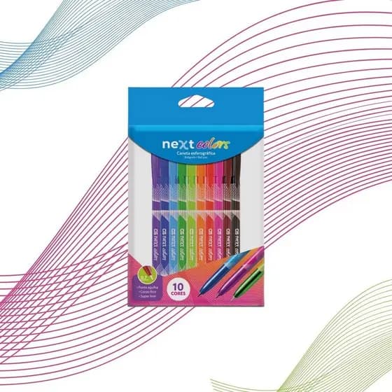 Estojo Caneta Esferográfica Next Color Cis Com 10 Cores