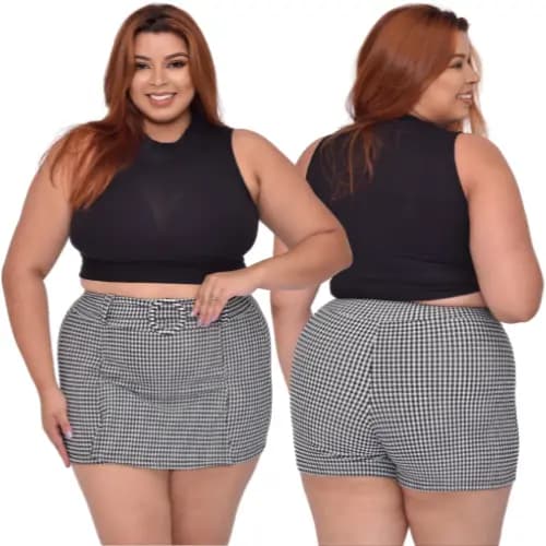 Short Saia Feminino Tamanho P ao GG do 34 ao 46 Tecido Malha Crepe