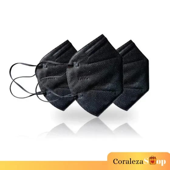 Kit 50 Máscaras Preta Kn95 Proteção Respiratória Pff2 Preta 5 Camadas