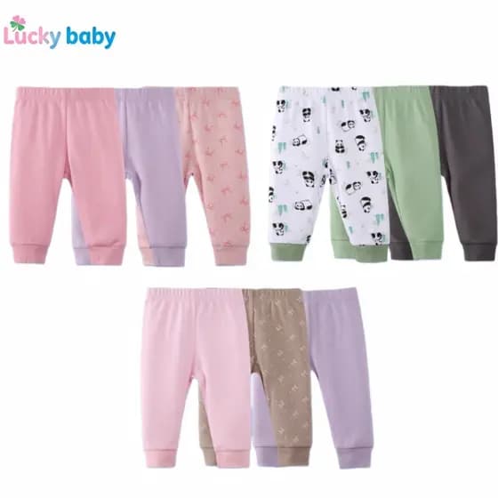 Lucky Baby Conjunto de Calças Bebê Unissex 3 Peças Confortáveis Perfeitas para Brincar e Dormir