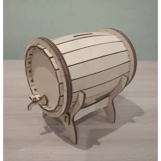 Barril Decorativo em MDF Cru – Mini Barril Cortado a Laser