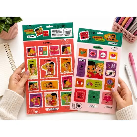 Kit Adesivos Decorativos Amor Scrapbook Agenda Caderno Papelaria Fofa