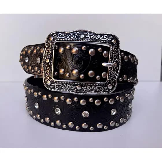 Cinto Country Feminino em Couro Legítimo | Cinto Cravejado Artesanal Estilo Western Durável