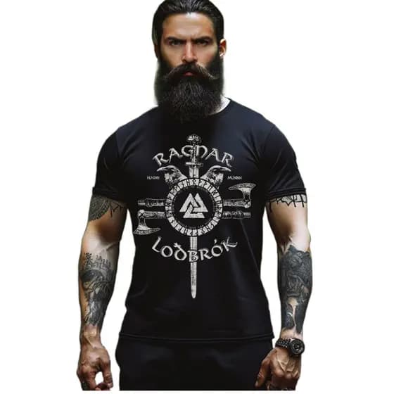 Camiseta Camisa Masculina Lothbrok Vikings Moda Medieval