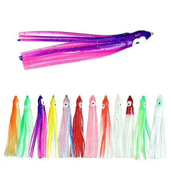 5/10pcs 9cm Saias Luminosas De Lula De Plástico Trolling Lure Bass Salmon Truta