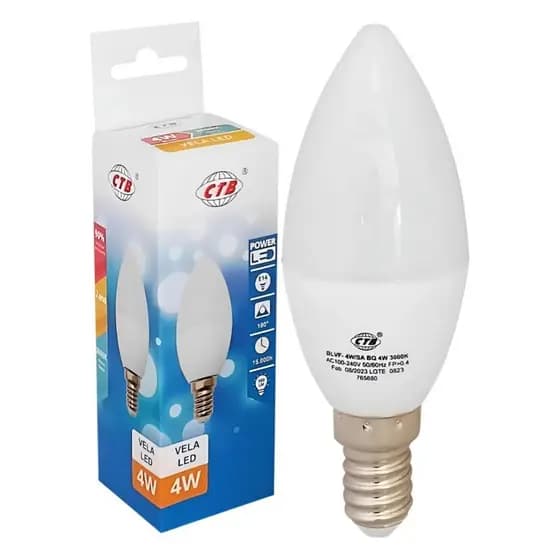 KIT 10 Lâmpadas Vela Led 4W E14 Led 3000K 6000k