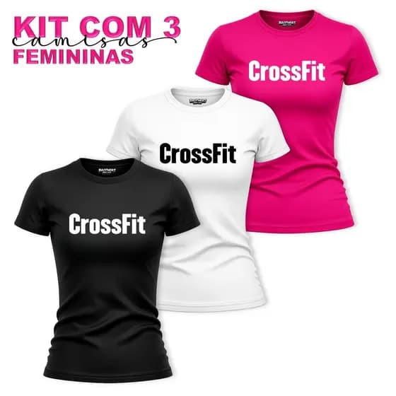 KIT 1 Ou 3 Camisetas Baby Look Feminina CROSS FIT Dry-Fit Para Esportes Treino Academia ALTA QUALIDADE