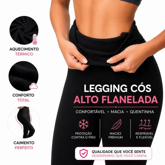 Calça Legging Flanelada Peluciada Térmica Inverno Feminina Suplex Forrada Para Frio