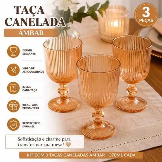 Taça Âmbar Decorativa - Elegância E Sofisticação Para Sua Mesa Posta, Festas E Eventos.