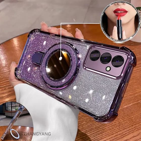 Capa Para Samsung A15 5G A25 5G Estética flash Galvanoplastia De Telefone Novo design Suporte Com Efeito De Espelho sili