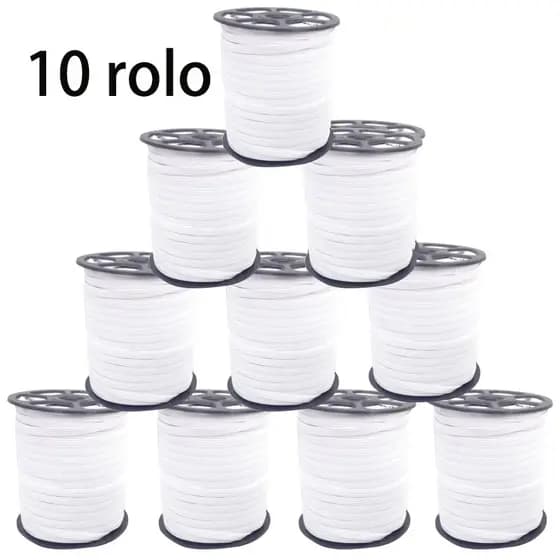kit 5 rolo elastico branco Chato De 5mm ,10mm com 100metro para de costura