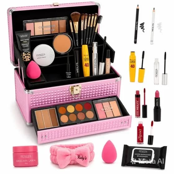 Kit Maquiagem Completo Maleta De Mão Compacta e Moderna