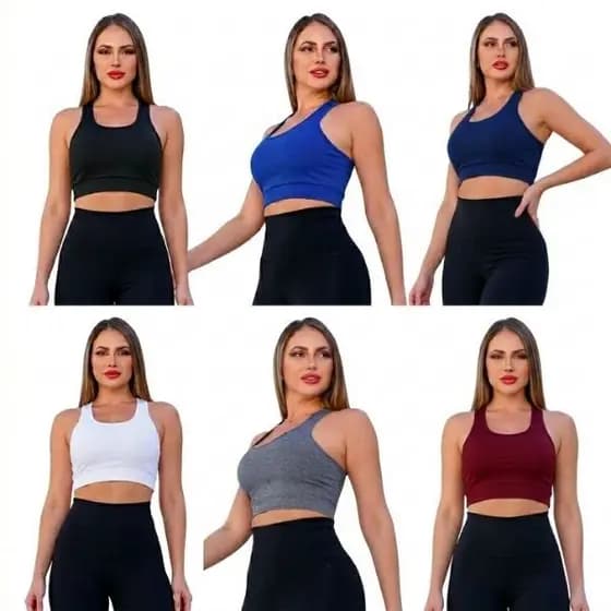 KIT 3 Top Fitness Feminino para Academia sem Bojo Nadador
