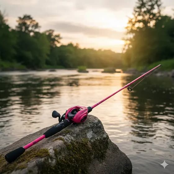 Kit Profissional Vara Pesca Rosa 20lbs + Carretilha 6000 Pesca Esportiva Feminina Pink