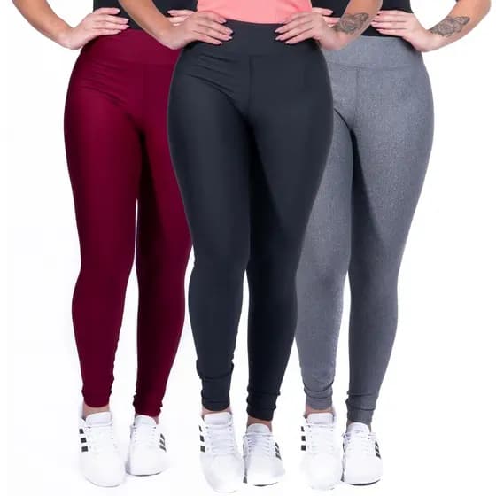 Kit 3 Calças Legging Feminina Original Tecido Grosso Calca Legue Moda Dudis