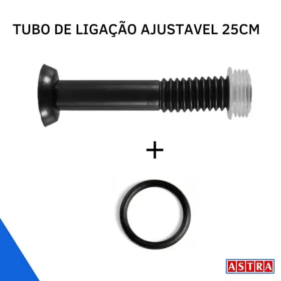 Tubo De Ligação Ajustável Para Vaso Sanitário Preto 25cm Com Anel de vedação