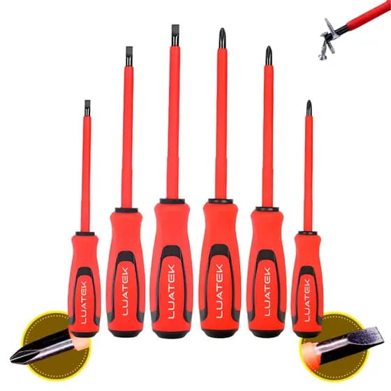 Jogo Chaves Fenda E Philips Isoladas Eletricista Imã 6 Peças KIT 6 chaves imantadas eletricista