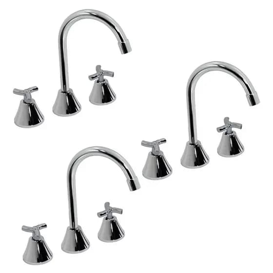 Kit Torneira Misturador Duplo Comando Para Lavatório Mesa Bica Alta 1/2" Primor Docol Com 3 Peças