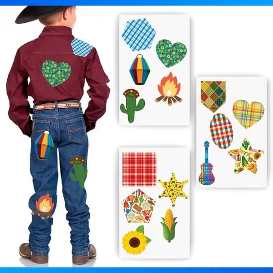 Adesivo Para Roupa Festa Junina Retalho Remendo 15 Adesivos - ATACADO