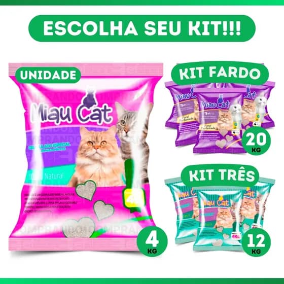 Kit Fardo Areia Higiênica Caixa Para Gatos Pet Alta Absorção Tira Cheiro Tradicional Pacote 4kg