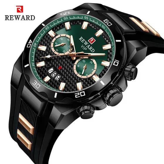 REWARD Top Marca De Luxo Relógios Masculinos Moda Grande Mostrador Silicone Esporte Relógio De Quartzo Cronógrafo Data P