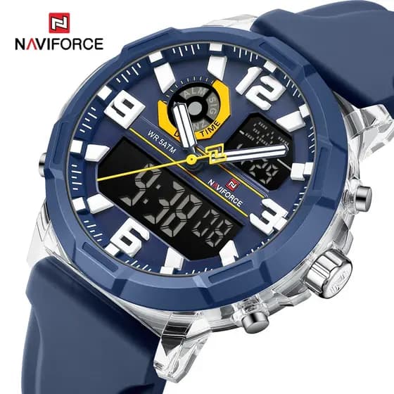 NAVIFORCE Relógios Esportivos Cronógrafos De Luxo Masculinos À Prova D'água Relógio Digital Com Pulseira De Aço Inoxidáv