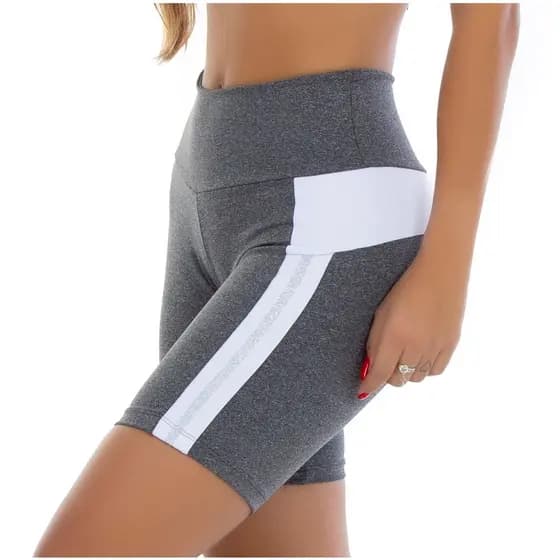 Short Bermuda Academia Feminina Fitness Elástico Lateral Mescla