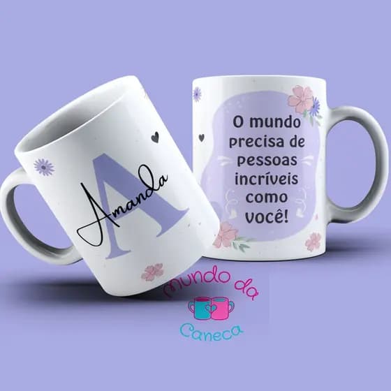 Caneca Xícara Personalizada Com Seu Nome Porcelana 325ml (Temos todas as Iniciais) - Mundo da Caneca