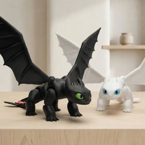 Dragão Banguela Fúria da Noite e Luz Articulado | Como Treinar o Seu Dragão | Colecionável 26cm