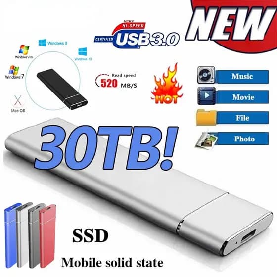 Disco Rígido Externo Samsung HD ssd 30TB USB 3.0 16TB/8TB mini Portátil 4TB/2TB/1TB