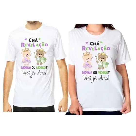 2 camisas personalizadas chá revelação ursinhos verde e lilás vovó e vovô já amam có1902