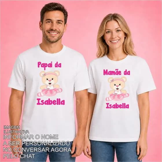 Camisetas personalizadas papai e mamãe ursinha bailarina com nome