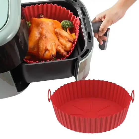 Forma Silicone p/ Air Fryer Antiaderente Reutilizável Grande
