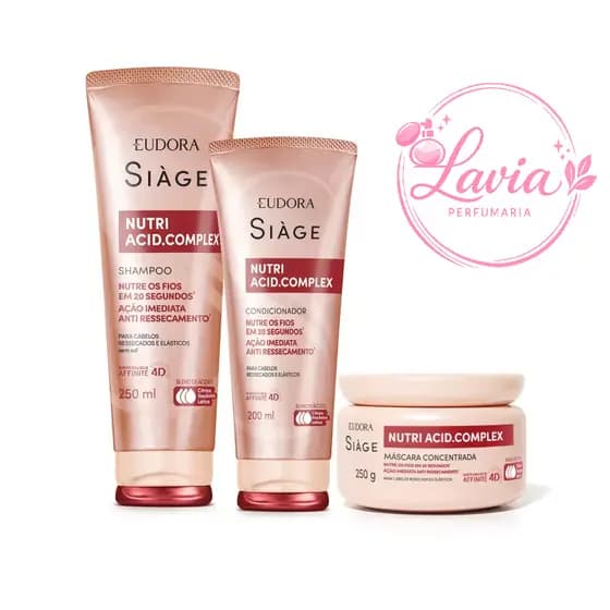 Combo Siàge Nutri Acid.Complex: Shampoo 250ml + Condicionador 200ml + Máscara 250 ml eudora