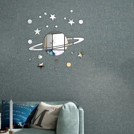 Espelho Acrílico 3D Lua Estrela Planeta Adesivo Parede Quarto Infantil Novo