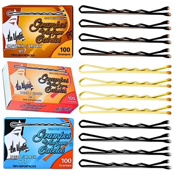 Kit 100 Grampos Grandes p/ Cabelo N°7 Loiro Dourado
