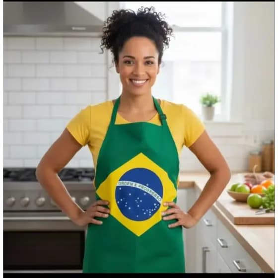 avental profissional verde com bandeira do brasil envio imediato