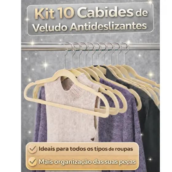 Kit 10 Cabide Adulto RRister Veludo Slim Ultra Fino Não Escorrega