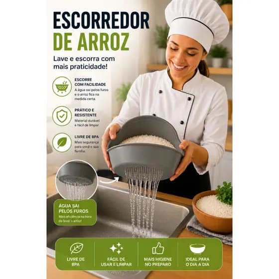 Escorredor De Arroz legumes Frutas Multiuso Cozinha Coador Peneira Drenagem
