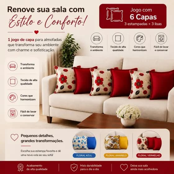 6 Capas de Almofada 45x45 cm – Rústico