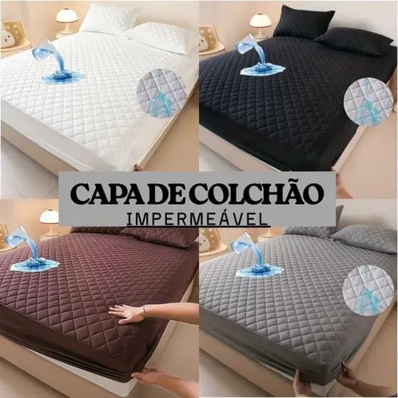 Capa Protetor de Colchão Impermeável Casal Queen Matelado Com Elástico