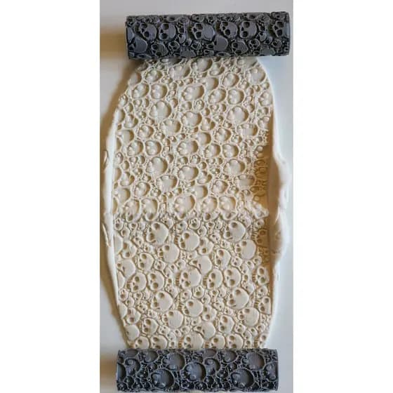 Rolo Texturizado Caveira Halloween Confeitaria Pasta Americana Biscuit Massa Textura Crânio 3D Decorativo