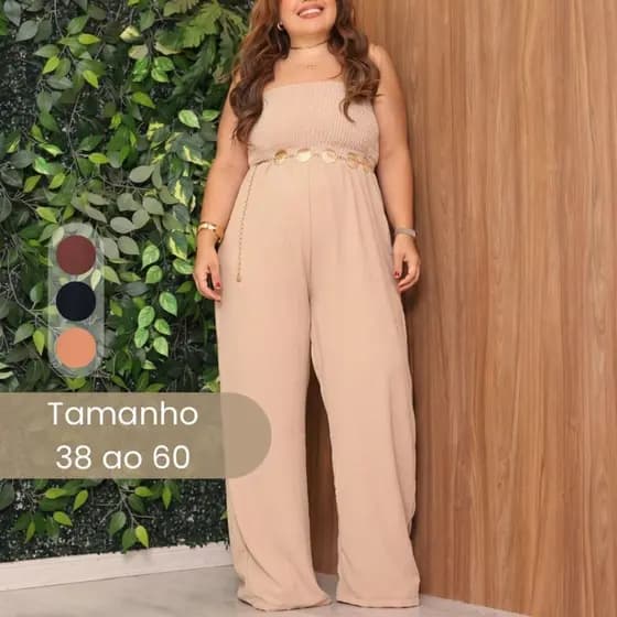 Macacão Longo Feminino Plus Size Largo LUXO