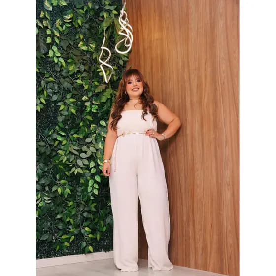 Macacão Longo Feminino Com Busto em Lastex Tomara que Caia Confortável – Do Slim ao Plus Size Vestindo do 38 ao 60