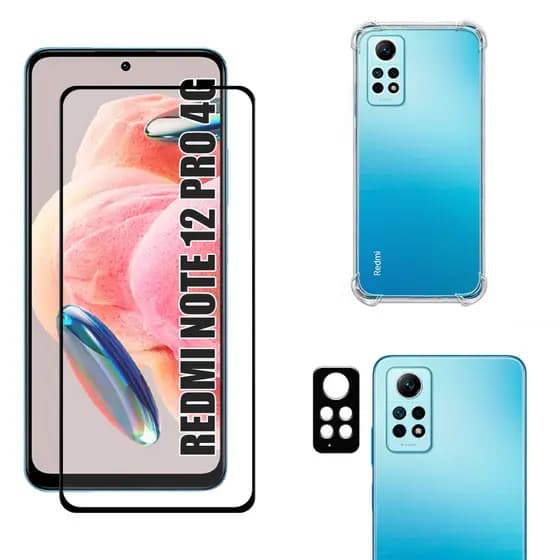 Kit Para Redmi Note 12 Pro 4g | Película 3D - Capa Anti Shock - Película da Câmera 3D