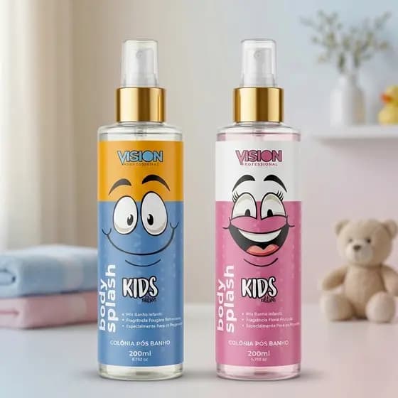 Body Splash Infantil Masculino e Feminino Vision Kids 200ml | Colônia Pós Banho | Fragrâncias Fougère, Floral e Frutada