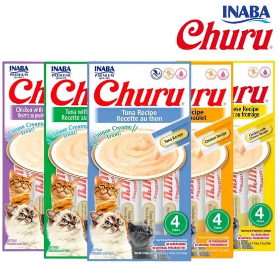 Petisco Churu Inaba Sabor variados c 6 cartelas total 24 tubos