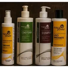 Kit capilar shampoo, condicionador, tônico crescimento, progressiva liso imediato